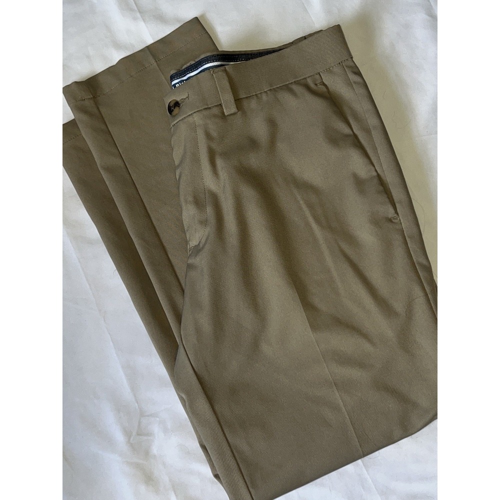 Haggar Cool Right Performance Flex Mens Pants 34 x 29 Khaki Chino Straight Fit